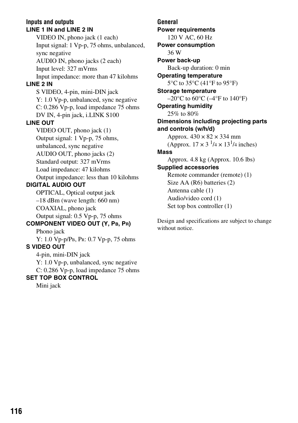 Sony RDR-VX530 User Manual | Page 116 / 132