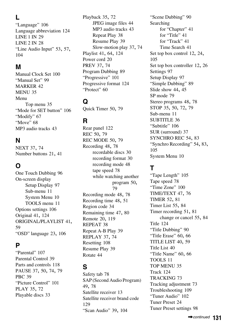 Sony RDR-VX530 User Manual | Page 131 / 132