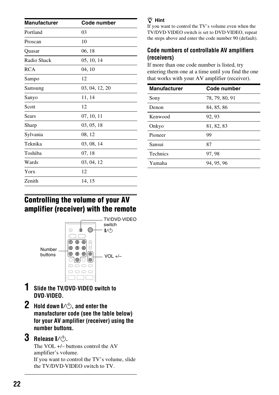 Sony RDR-VX530 User Manual | Page 22 / 132