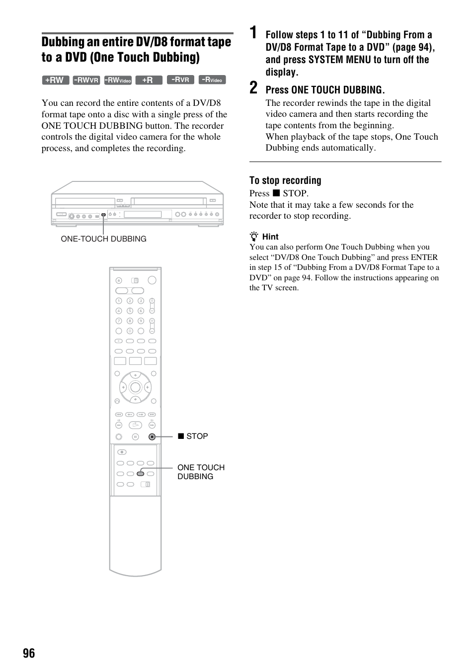 Sony RDR-VX530 User Manual | Page 96 / 132