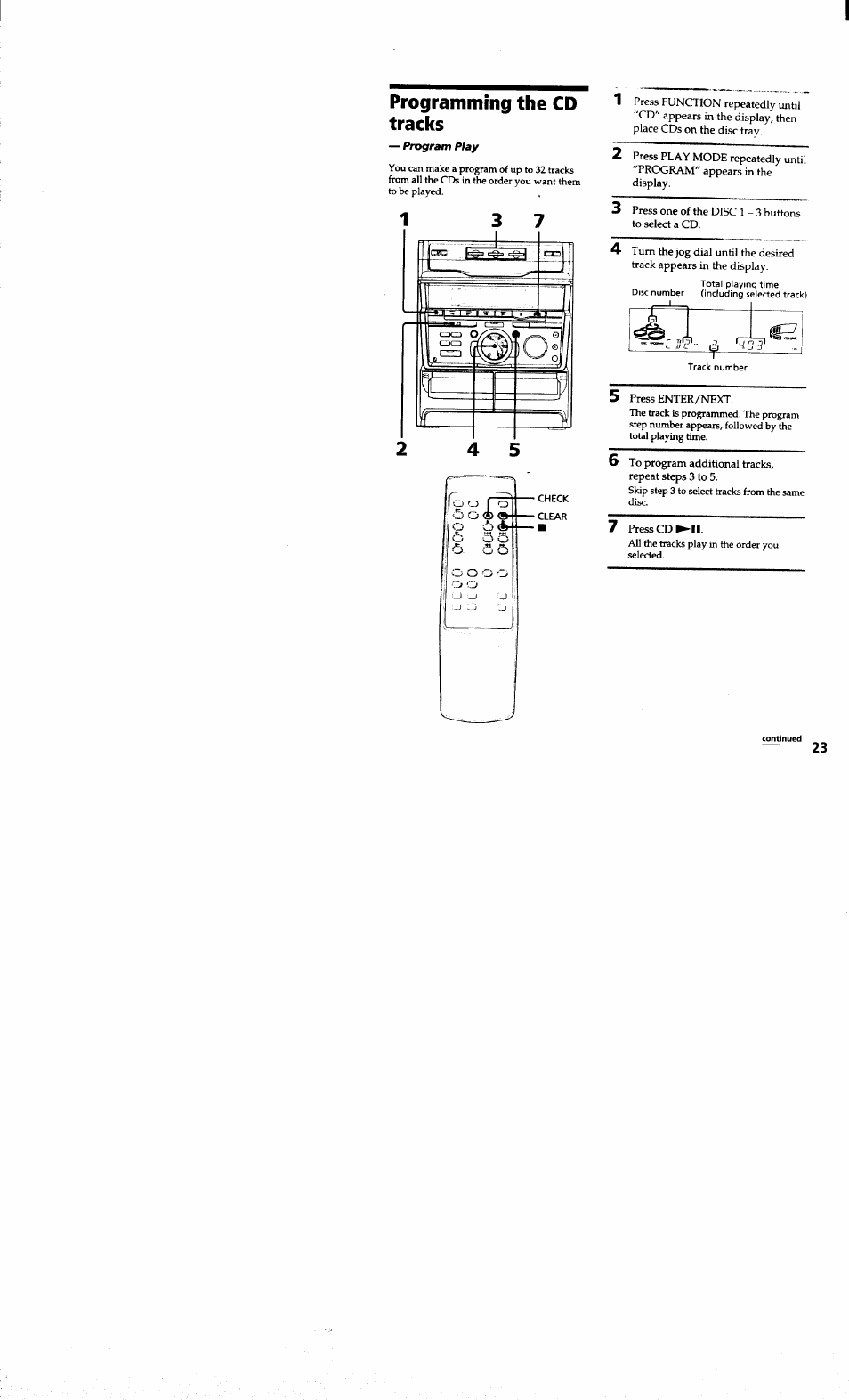 Programming the cd tracks | Sony MHC-RXD7AV User Manual | Page 23 / 44