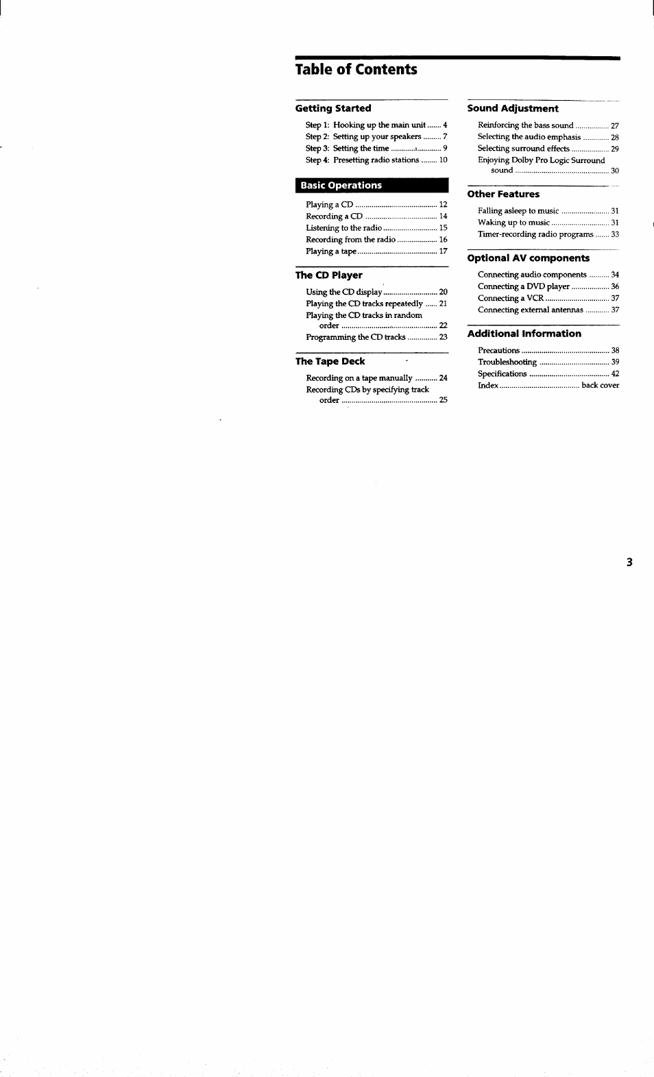 Sony MHC-RXD7AV User Manual | Page 3 / 44