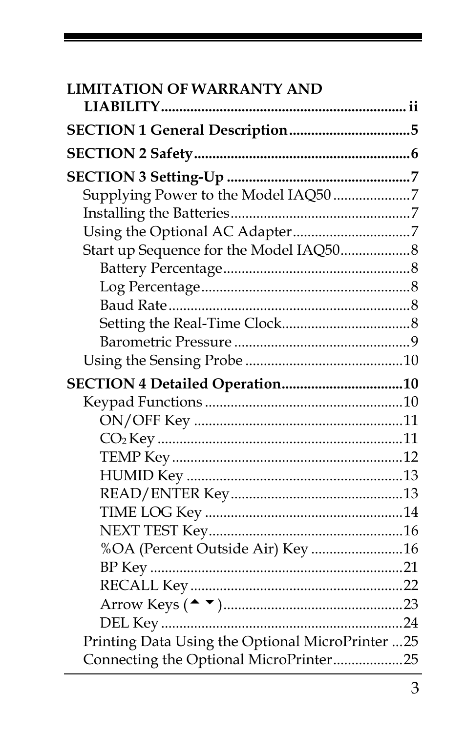 TSI IAQ50 User Manual | Page 3 / 40