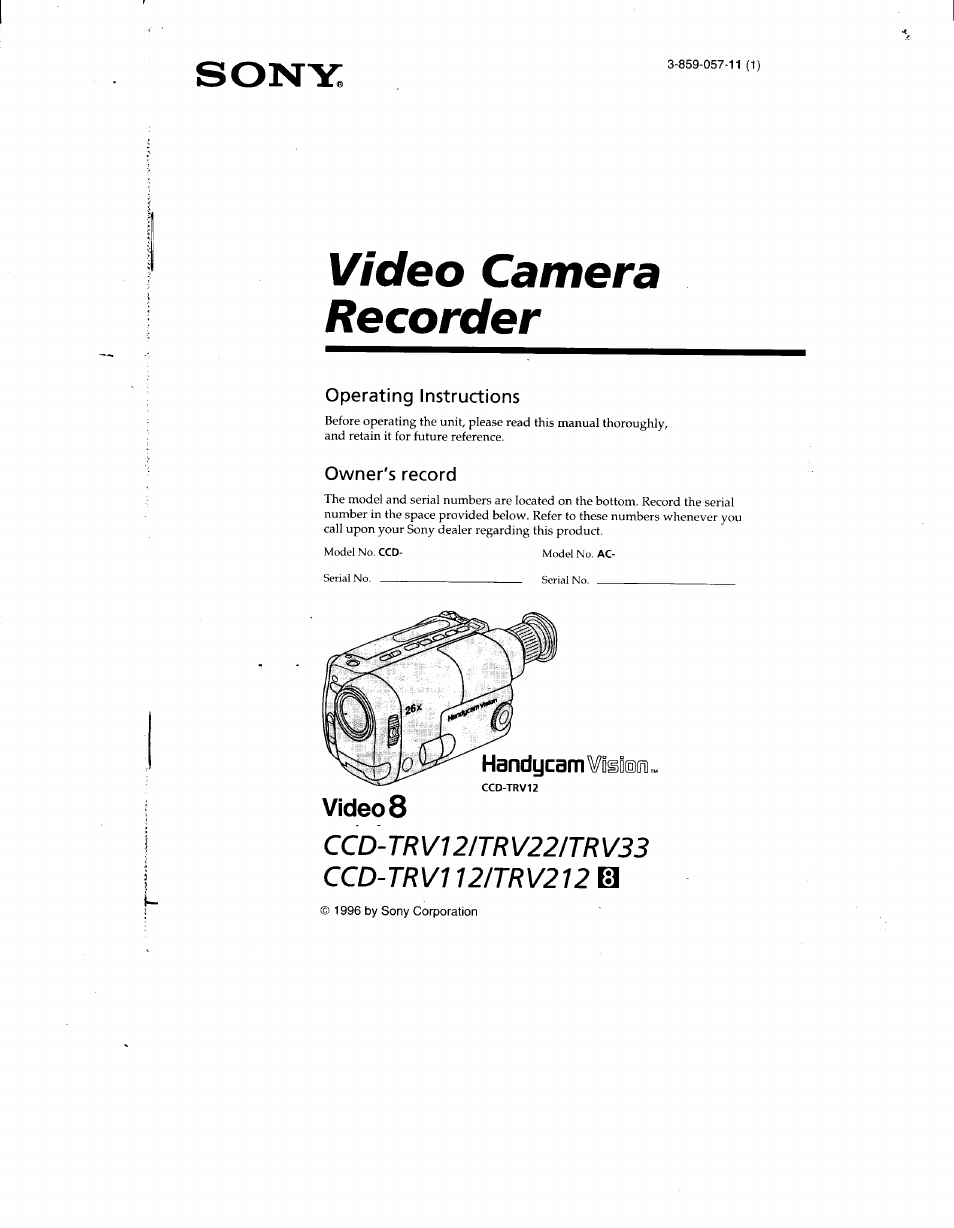 Sony CCD-TRV12 User Manual | 56 pages