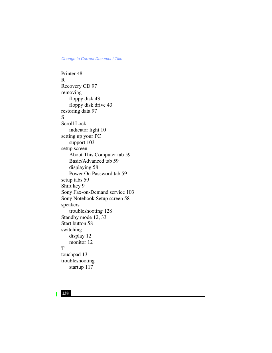 Sony PCG-SR33 User Manual | Page 138 / 139