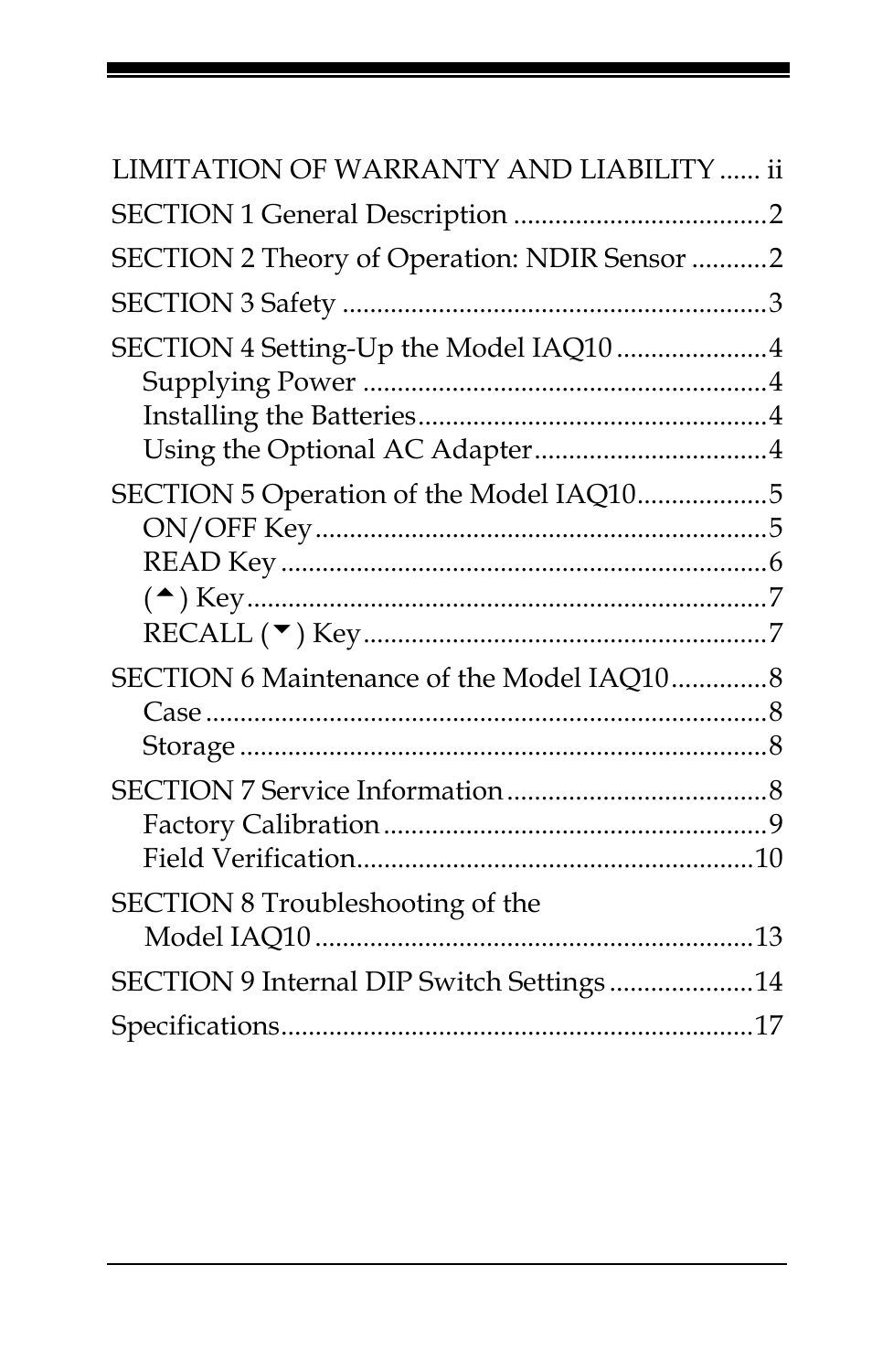 TSI IAQ10 User Manual | Page 3 / 20