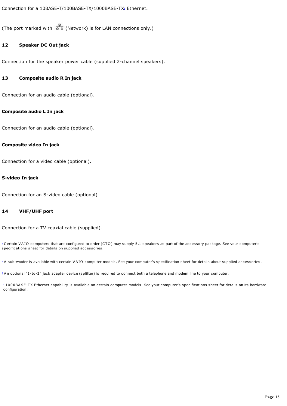 Sony VGC-RA910G User Manual | Page 15 / 254