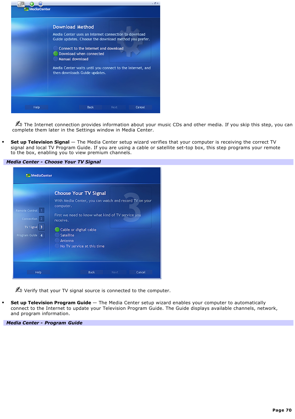 Sony VGC-RA910G User Manual | Page 70 / 254