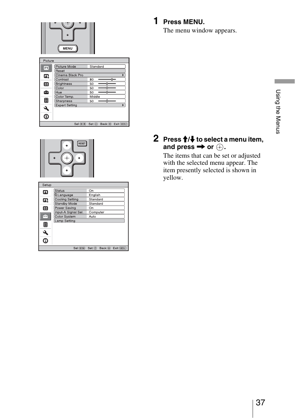 Sony VPL-5400ES User Manual | Page 37 / 80