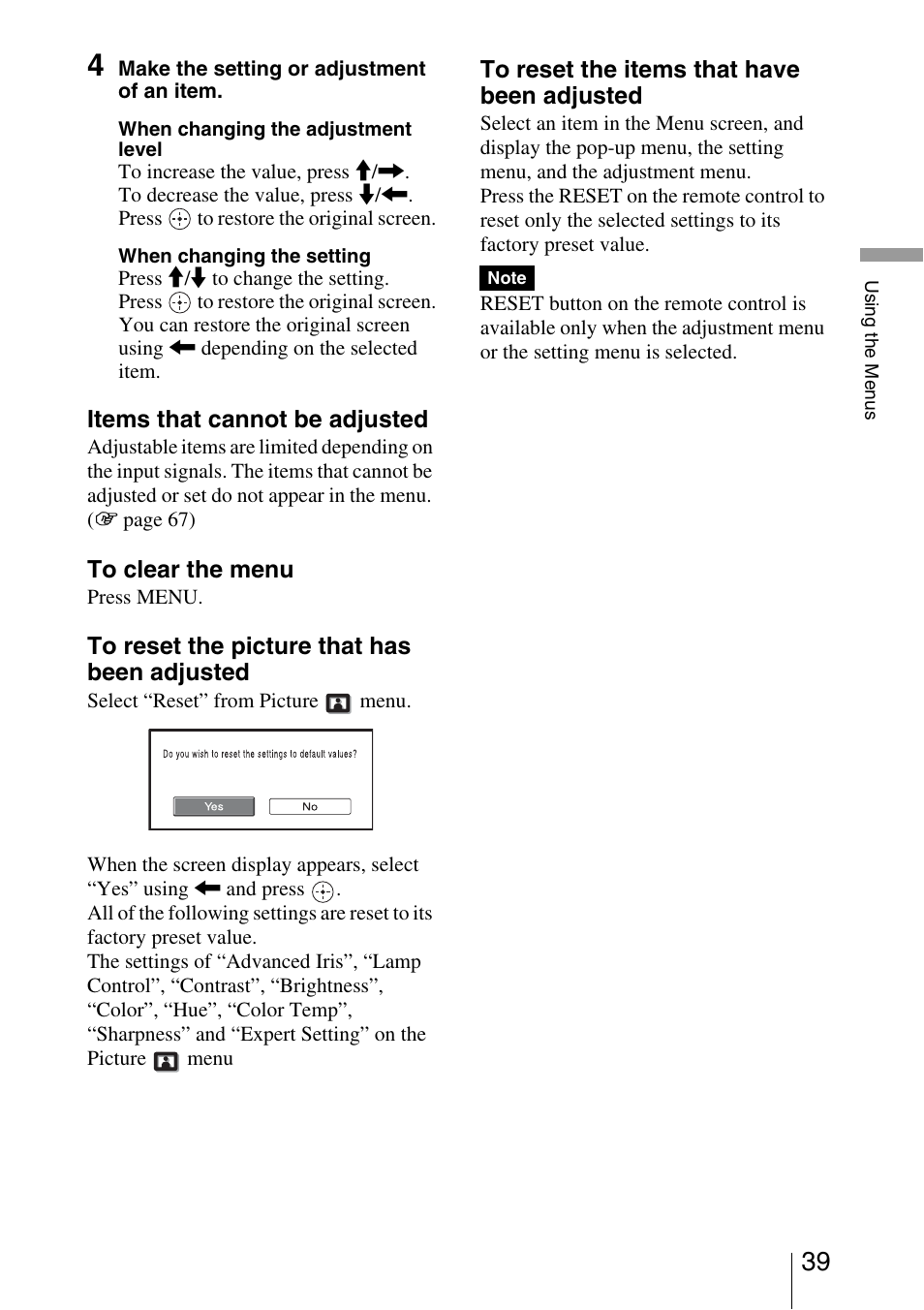 Sony VPL-5400ES User Manual | Page 39 / 80