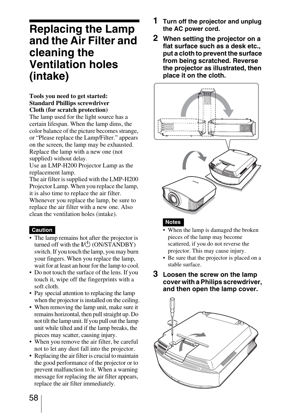 Ge 58), Lamp | Sony VPL-5400ES User Manual | Page 58 / 80