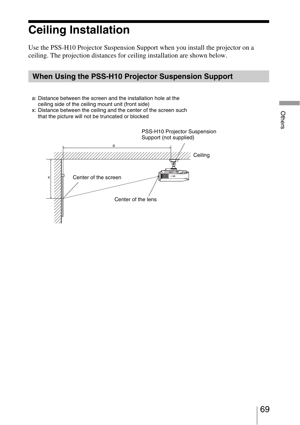 Ceiling installation | Sony VPL-5400ES User Manual | Page 69 / 80