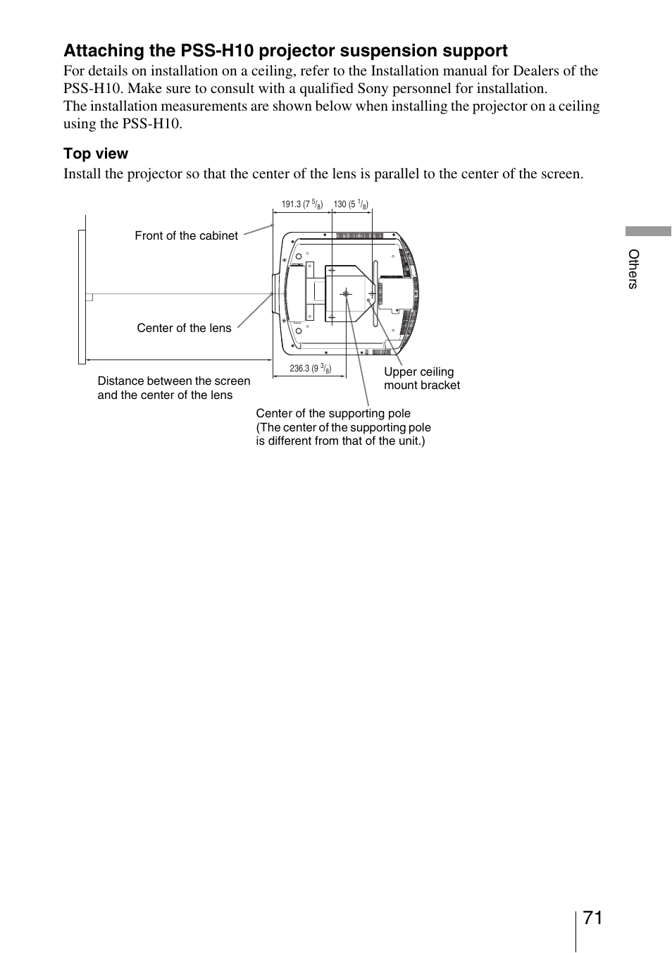 Attaching the pss-h10 projector suspension support, Others | Sony VPL-5400ES User Manual | Page 71 / 80