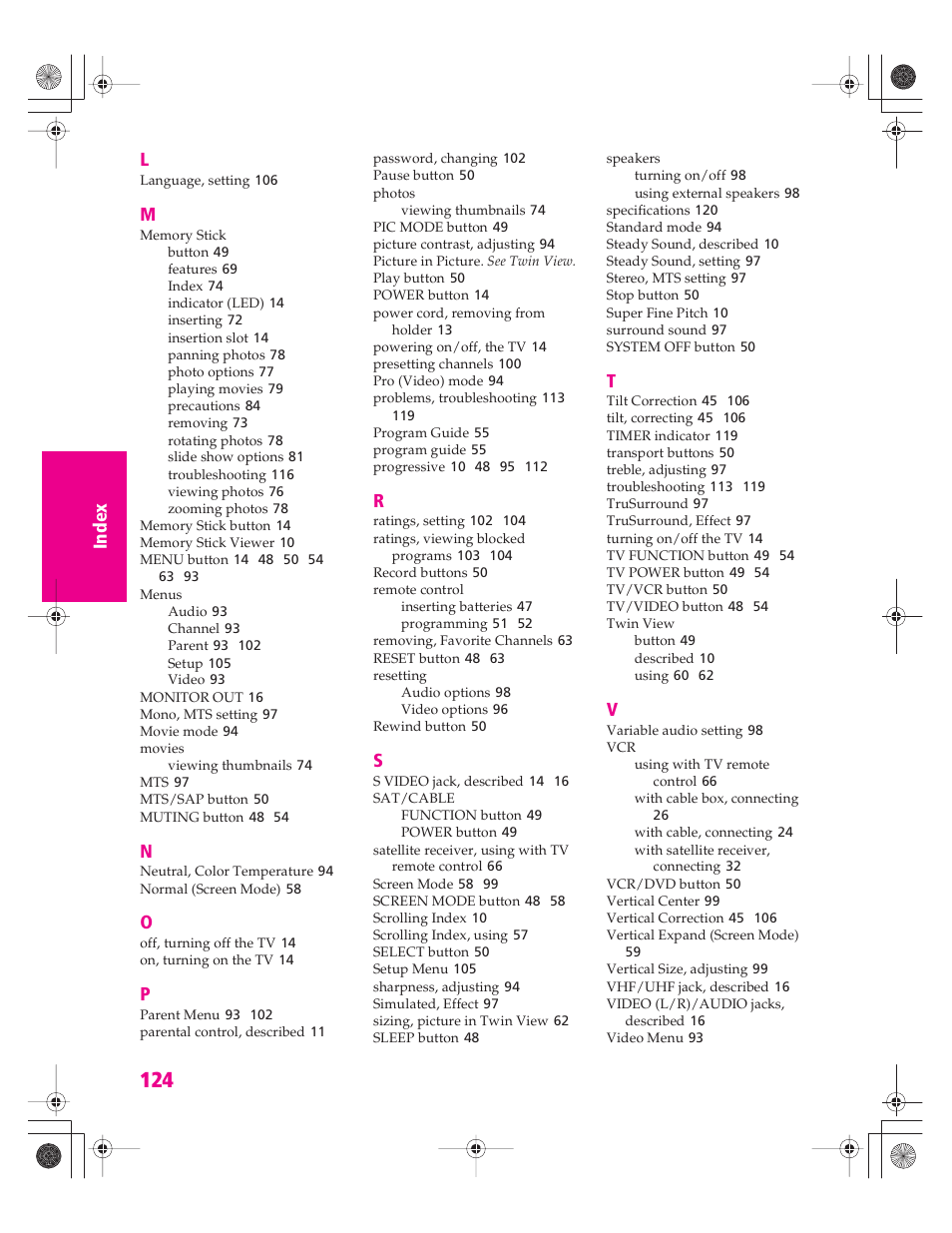 Sony KD-34XBR960N User Manual | Page 125 / 127