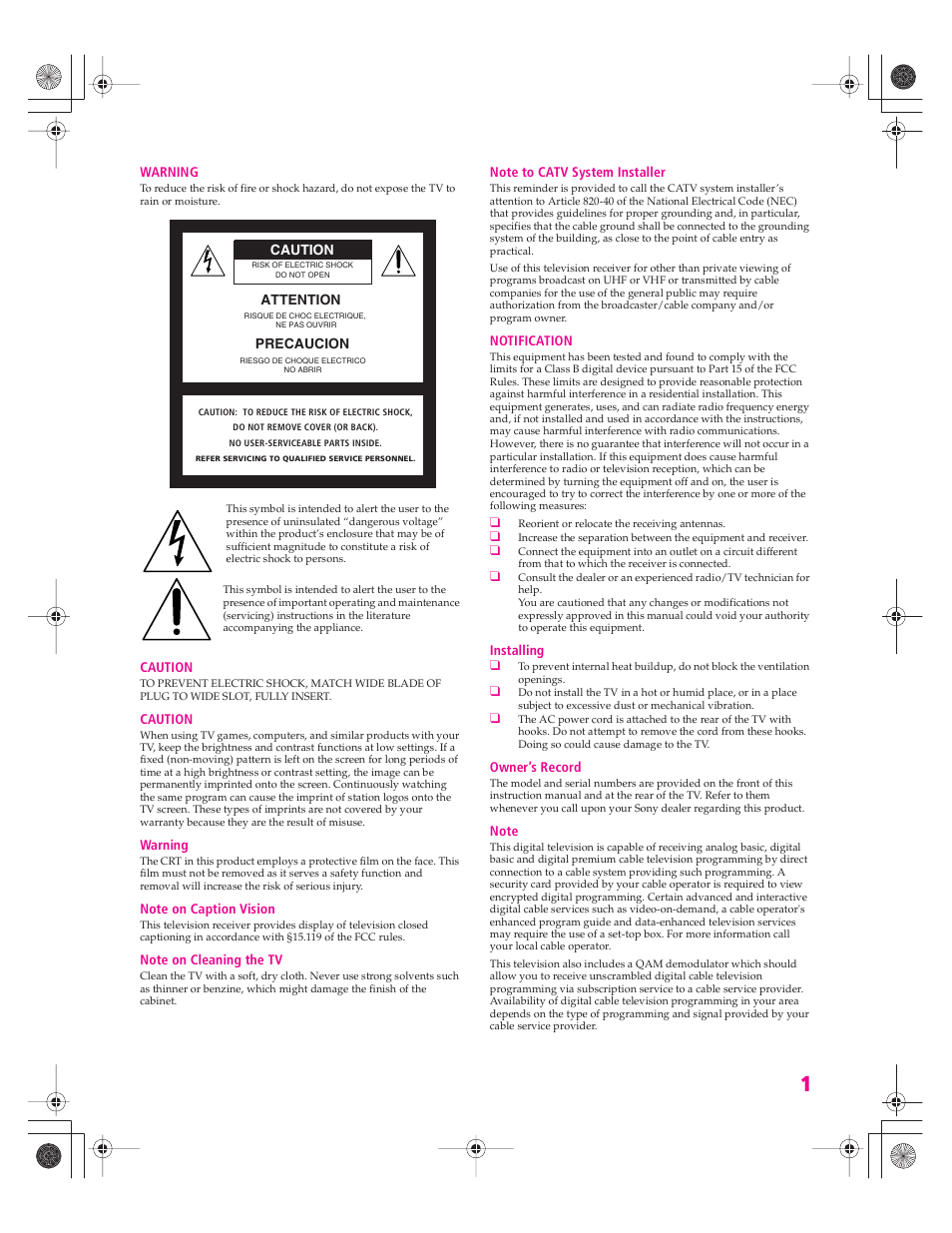 Sony KD-34XBR960N User Manual | Page 2 / 127