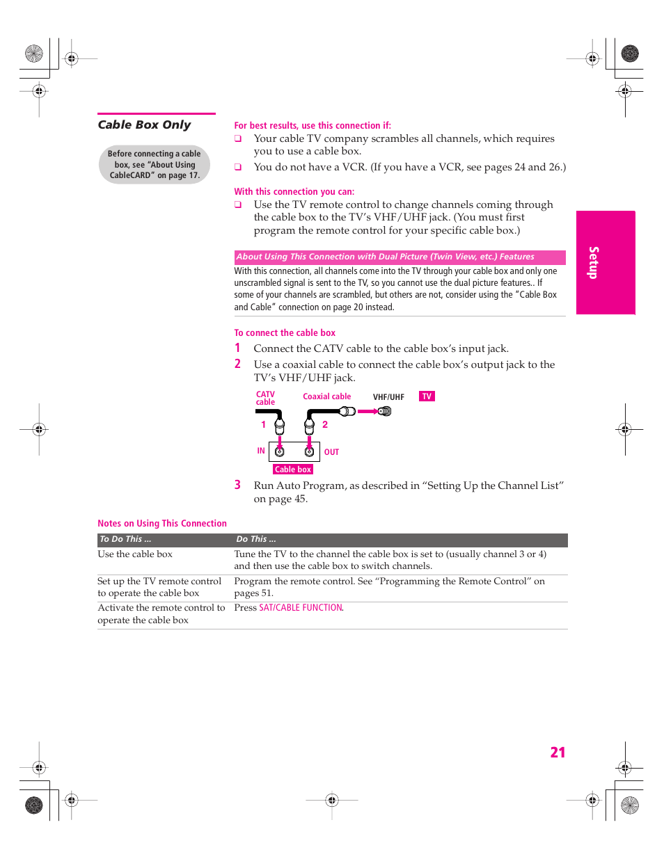 Cable box only | Sony KD-34XBR960N User Manual | Page 22 / 127