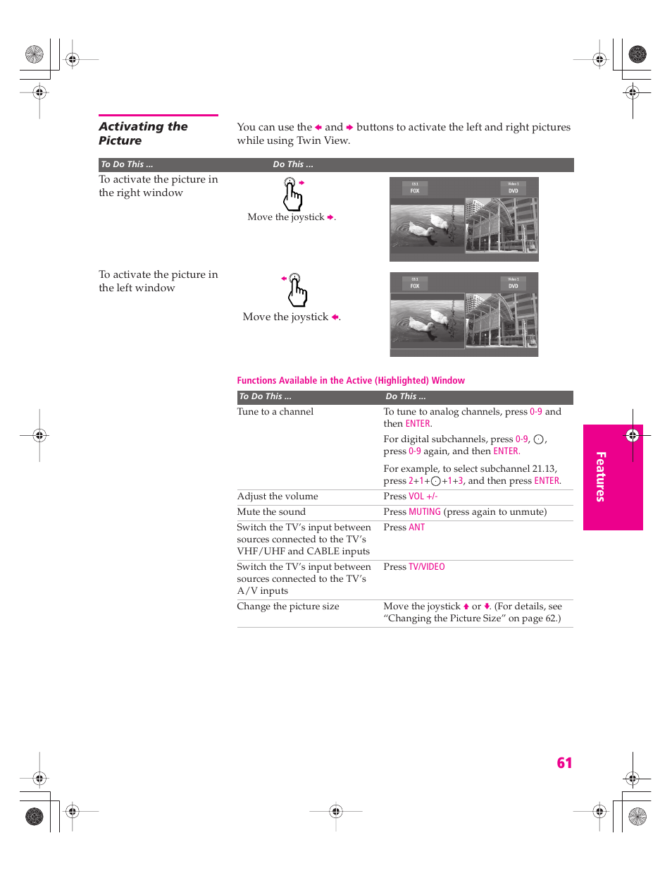 Activating the picture | Sony KD-34XBR960N User Manual | Page 62 / 127