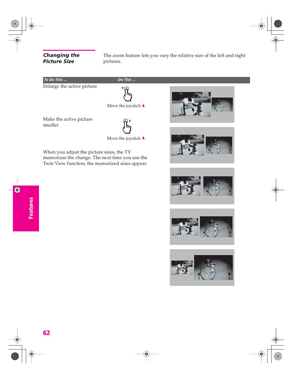 Changing the picture size | Sony KD-34XBR960N User Manual | Page 63 / 127