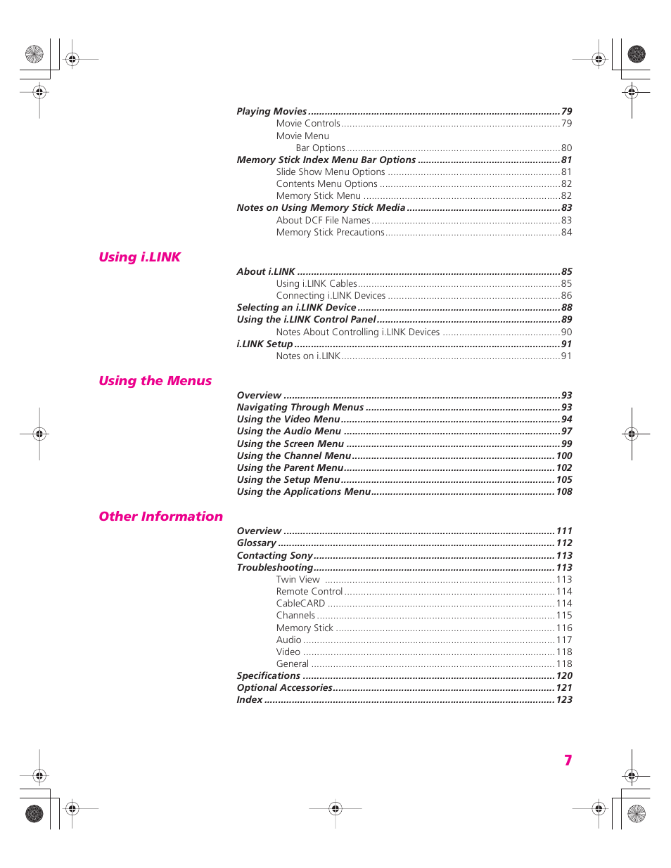 Sony KD-34XBR960N User Manual | Page 8 / 127