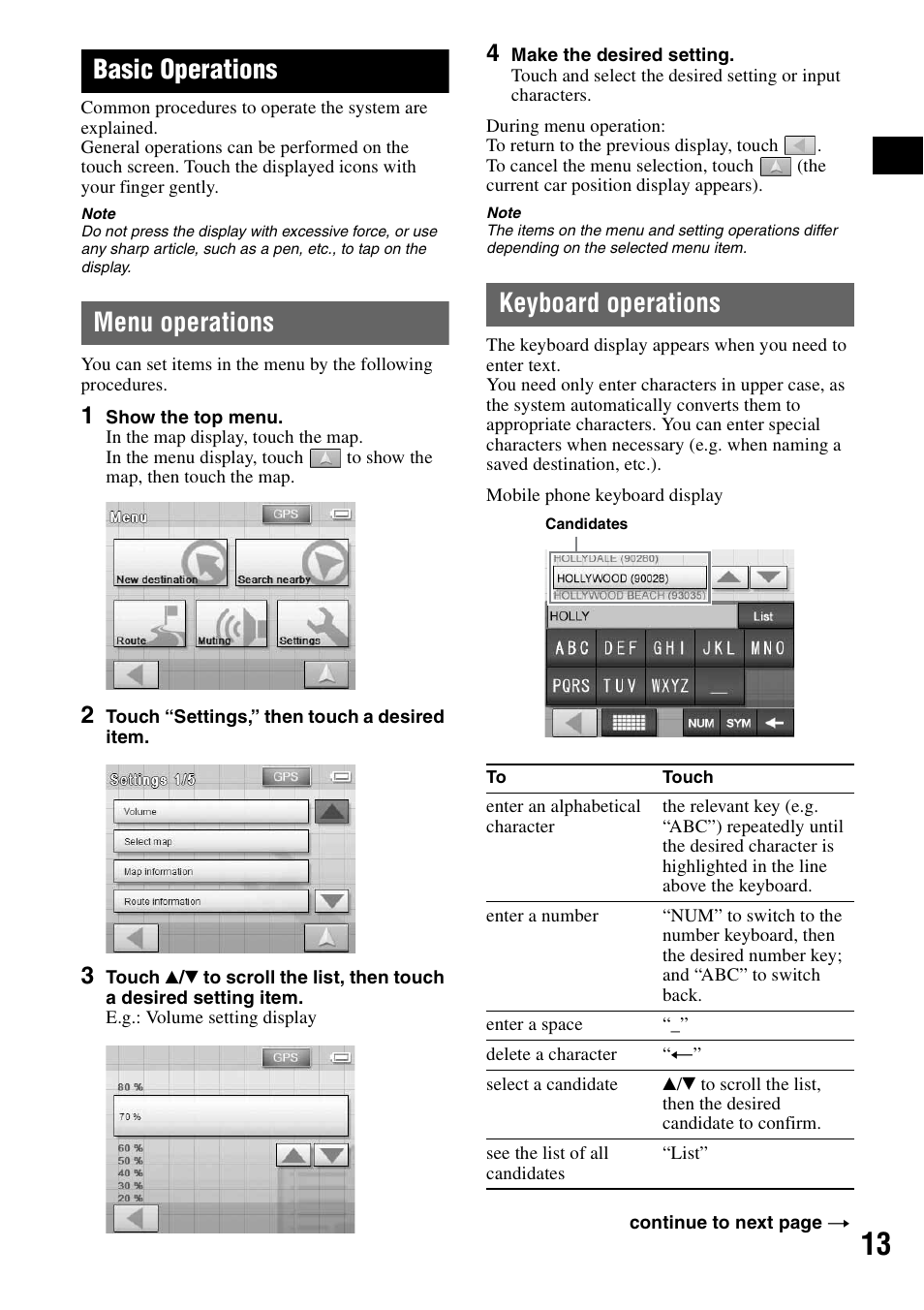 Basic operations, Menu operations, Keyboard operations | Menu operations keyboard operations | Sony NV-U70 User Manual | Page 13 / 68