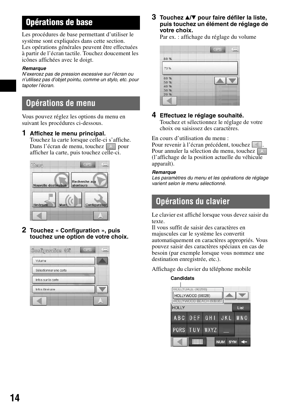 Opérations de base, Opérations de menu, Opérations du clavier | Opérations de menu opérations du clavier | Sony NV-U70 User Manual | Page 34 / 68