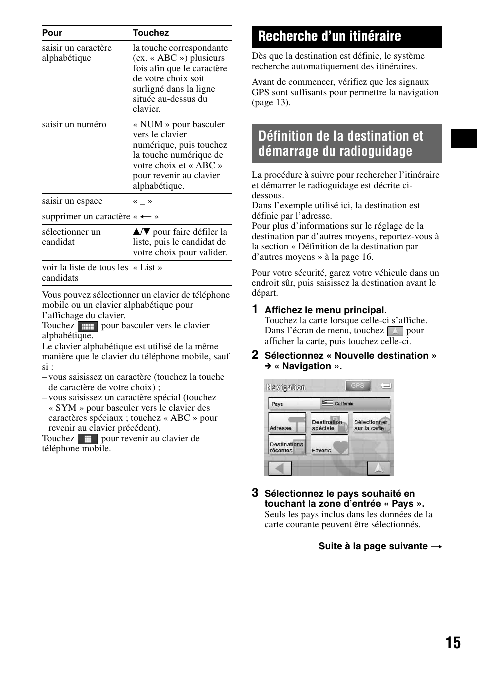 Recherche d’un itinéraire, Définition de la destination et démarrage du, Radioguidage | Sony NV-U70 User Manual | Page 35 / 68