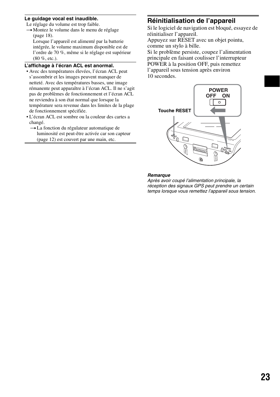 Réinitialisation de l’appareil | Sony NV-U70 User Manual | Page 43 / 68