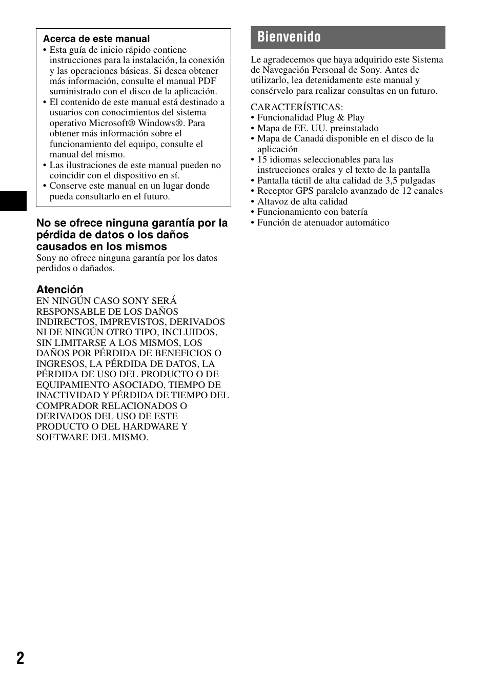 Bienvenido | Sony NV-U70 User Manual | Page 44 / 68