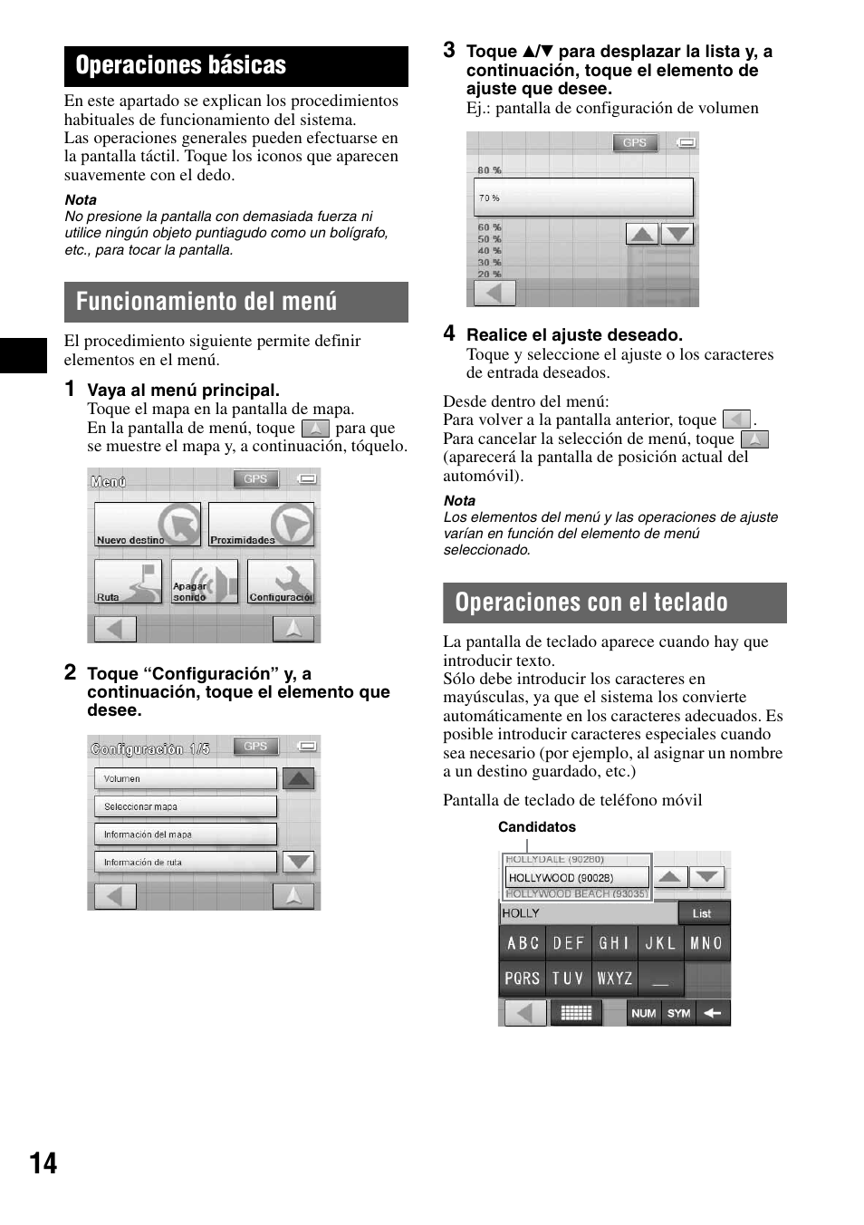 Operaciones básicas, Funcionamiento del menú, Operaciones con el teclado | Funcionamiento del menú operaciones con el teclado | Sony NV-U70 User Manual | Page 56 / 68