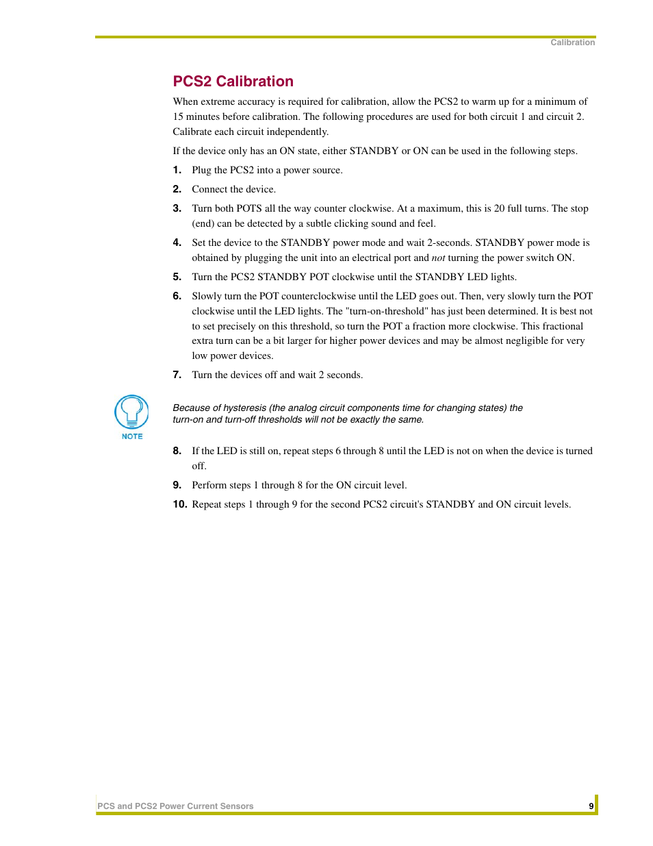 Pcs2 calibration | AMX Power Current Sensors PCS User Manual | Page 13 / 18