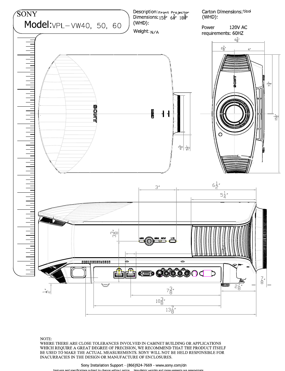 Sony VPL-VW50 User Manual | 2 pages