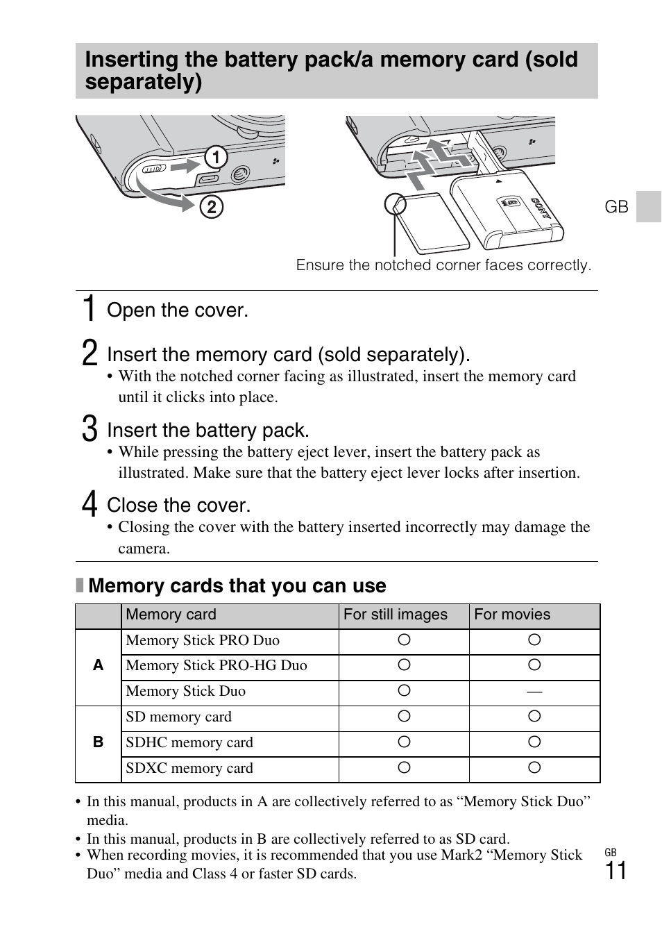 Sony DSC-H70 User Manual | Page 11 / 48