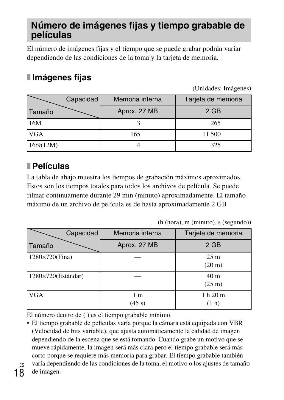 Ximágenes fijas, Xpelículas | Sony DSC-H70 User Manual | Page 40 / 48