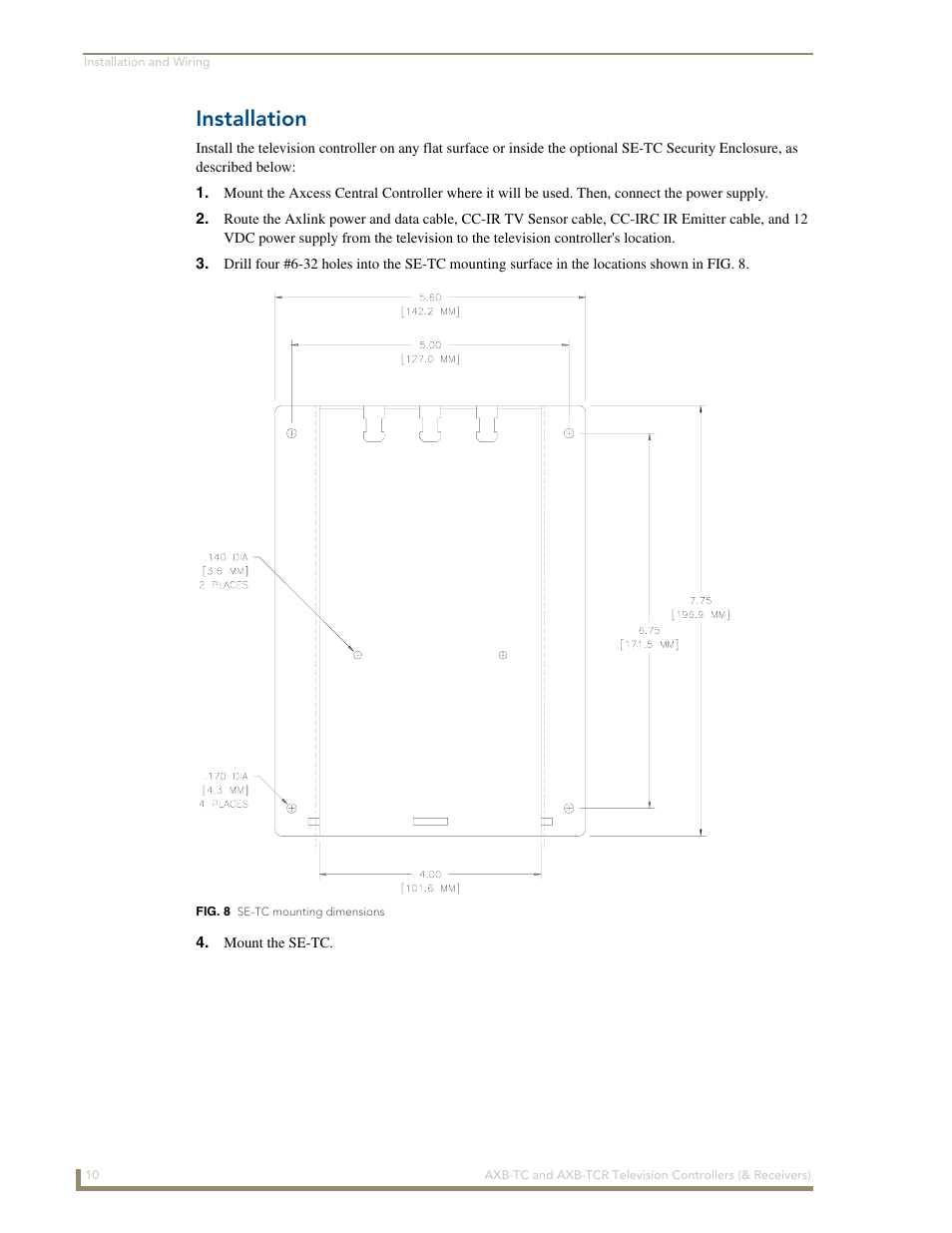 Installation | AMX AXB-TCR User Manual | Page 14 / 28