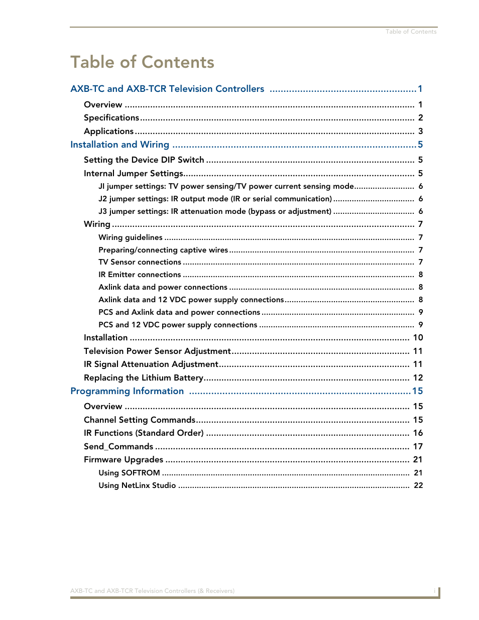 AMX AXB-TCR User Manual | Page 3 / 28