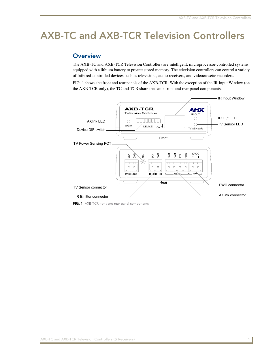 AMX AXB-TCR User Manual | Page 5 / 28