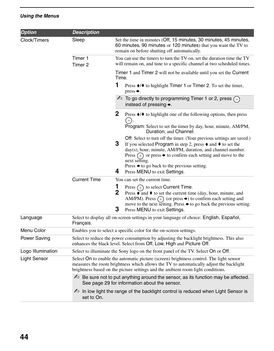 Sony KDL-70XBR3 User Manual | Page 44 / 56