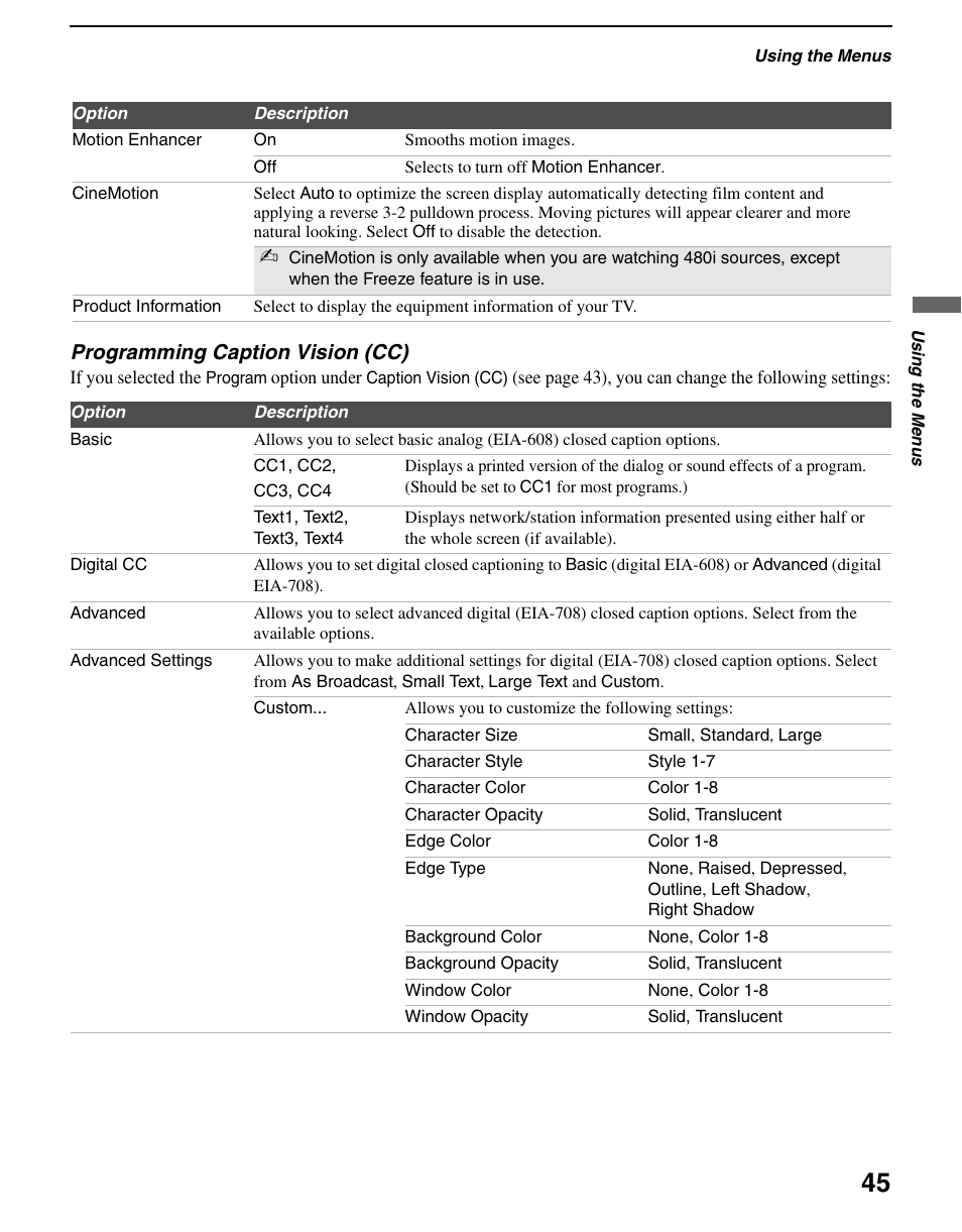 Sony KDL-70XBR3 User Manual | Page 45 / 56