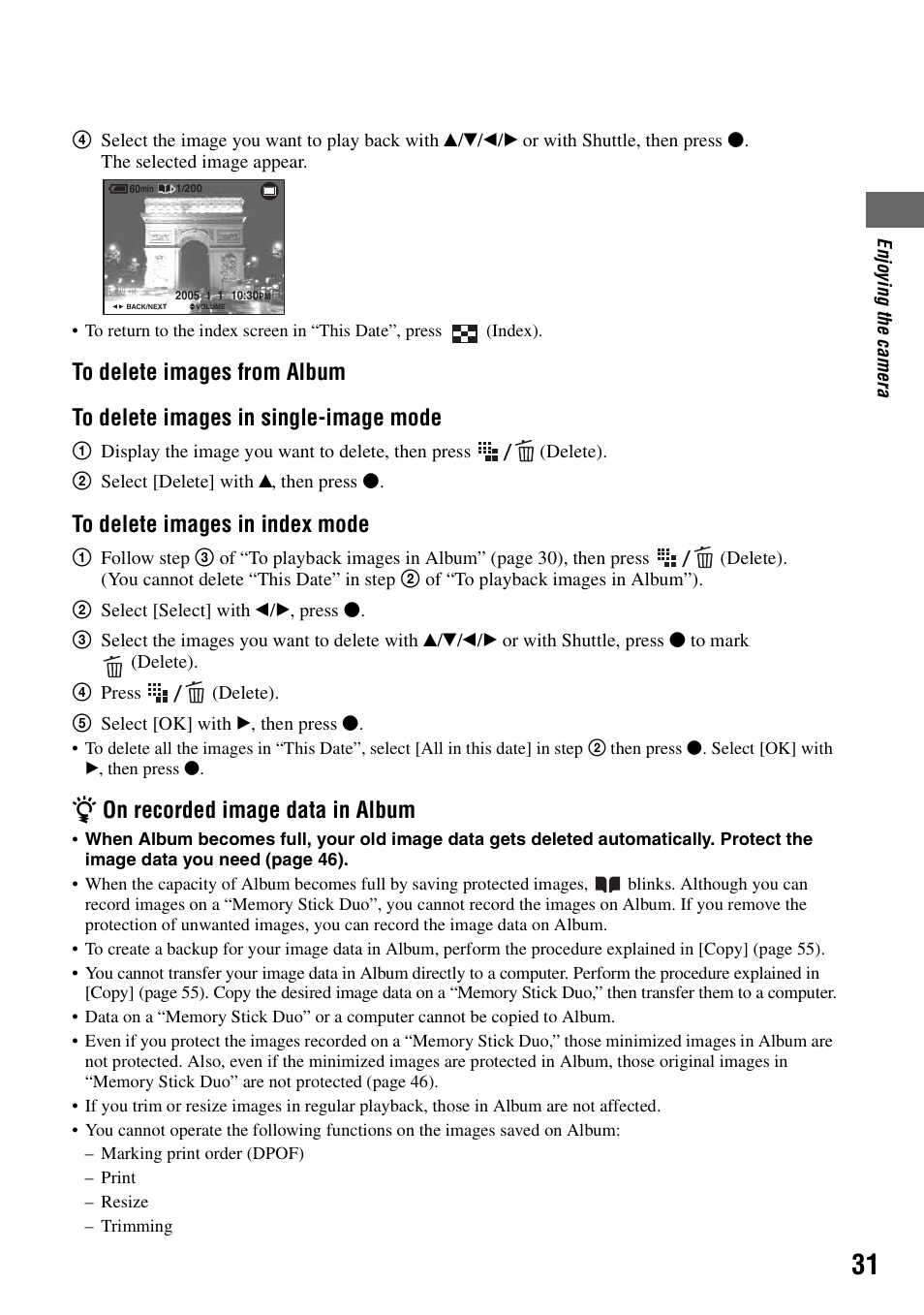 Zon recorded image data in album | Sony DSC-M2 User Manual | Page 31 / 107