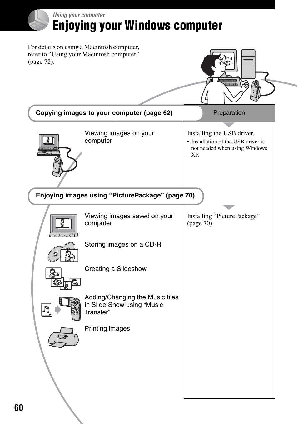 Using your computer, Enjoying your windows computer | Sony DSC-M2 User Manual | Page 60 / 107