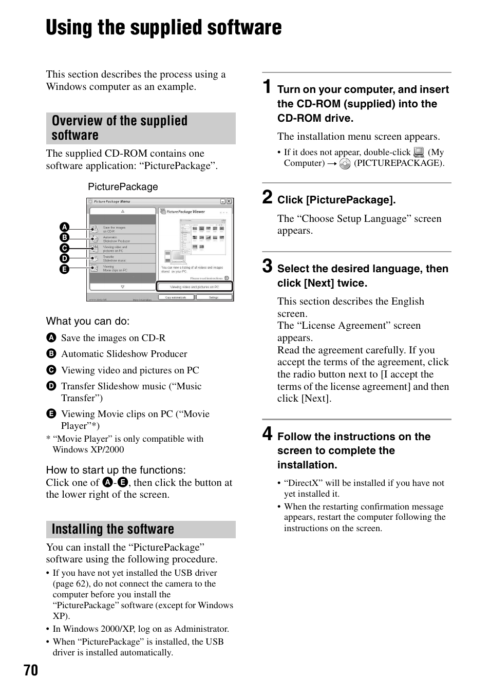 Using the supplied software | Sony DSC-M2 User Manual | Page 70 / 107