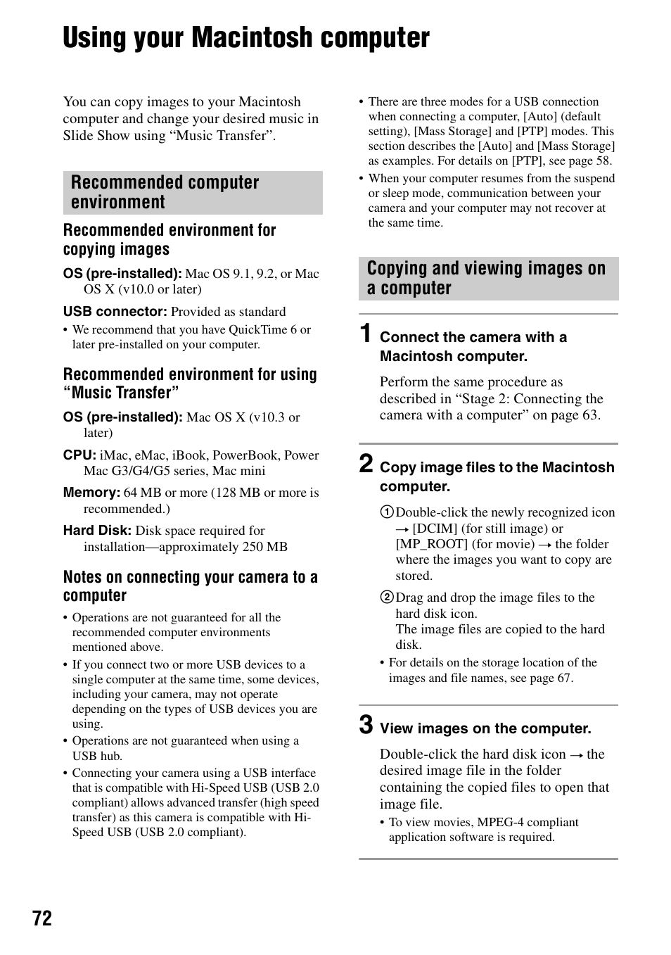 Using your macintosh computer | Sony DSC-M2 User Manual | Page 72 / 107