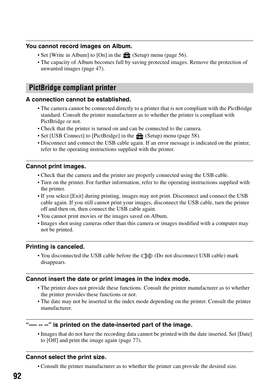 Pictbridge compliant printer | Sony DSC-M2 User Manual | Page 92 / 107