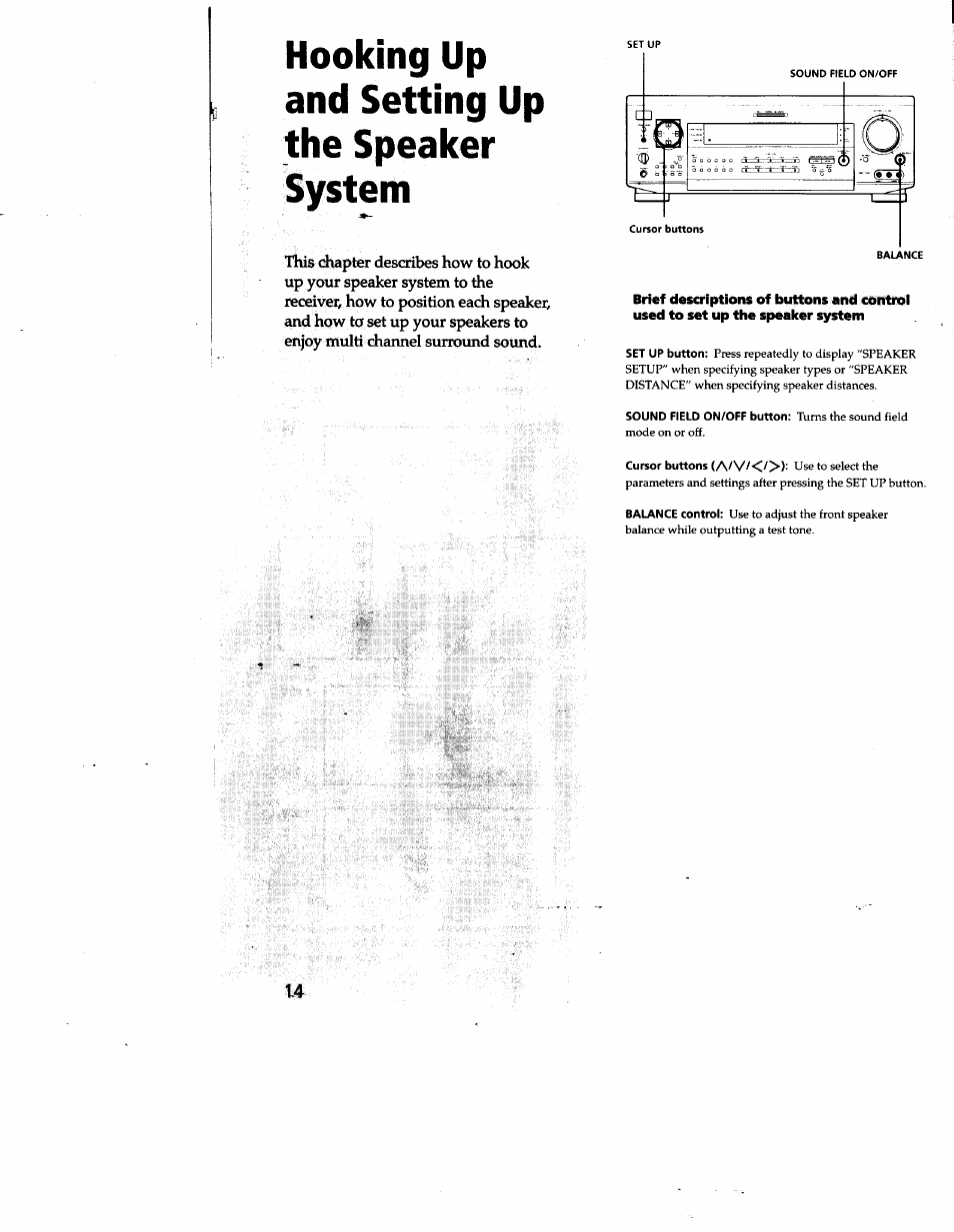 Hooking up and setting up the speaker | Sony STR-DE825 User Manual | Page 14 / 56