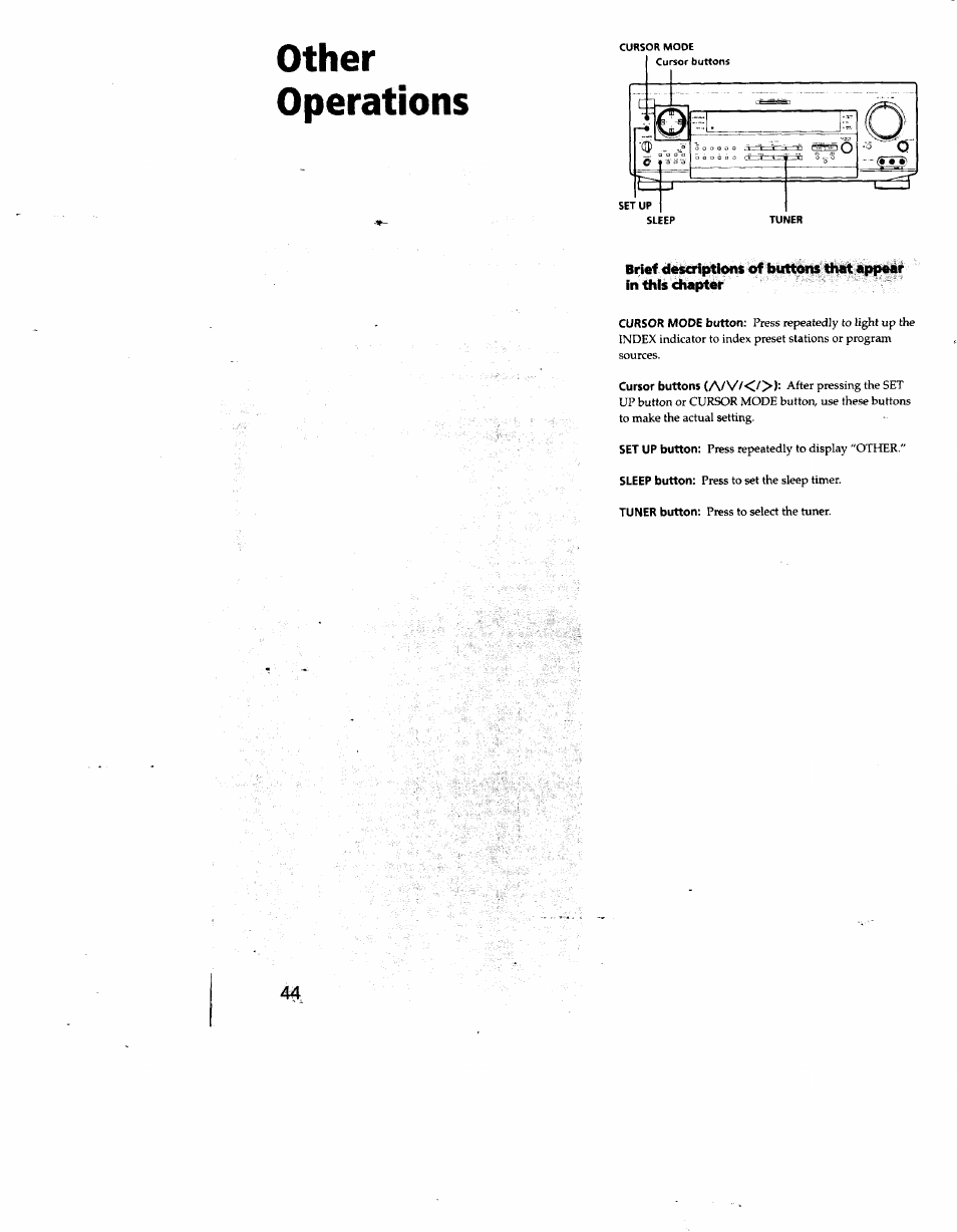 Other, Operations, Other operations | Sony STR-DE825 User Manual | Page 44 / 56