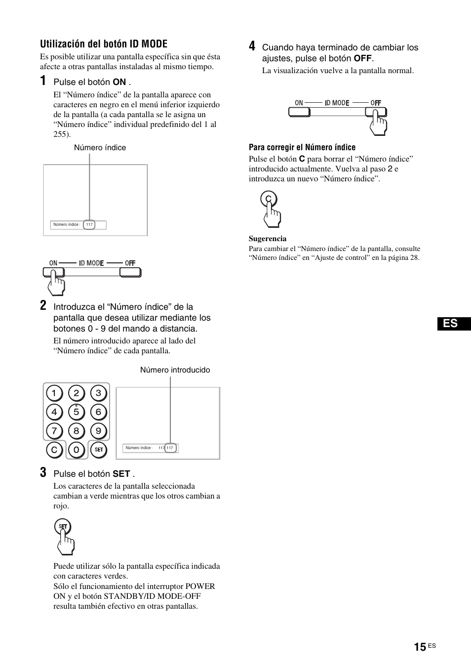 Utilización del botón id mode | Sony FWD-S42H1 User Manual | Page 191 / 303