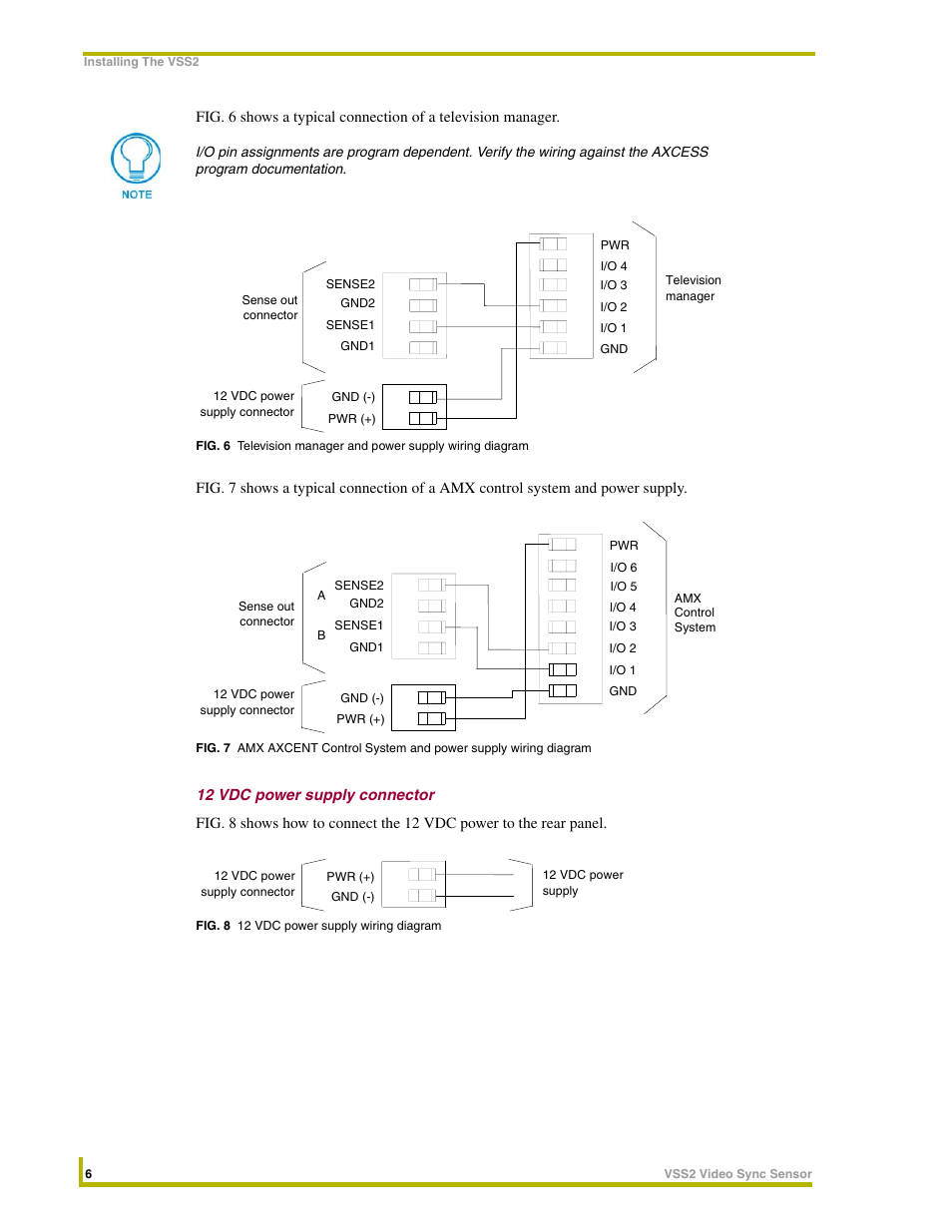 12 vdc power supply connector | AMX Video Sync Sensor VSS2 User Manual | Page 12 / 16