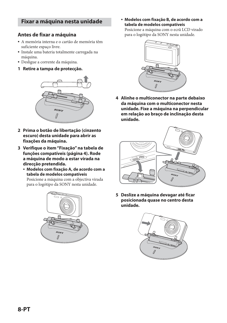 Fixar a máquina nesta unidade, Antes de fixar a máquina | Sony IPT-DS2 User Manual | Page 124 / 215