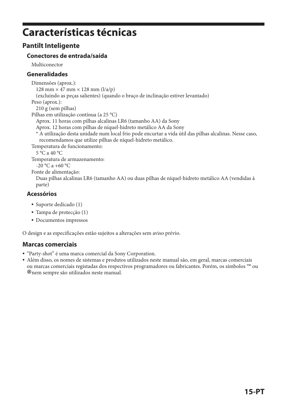 Características técnicas, Pantilt inteligente | Sony IPT-DS2 User Manual | Page 131 / 215