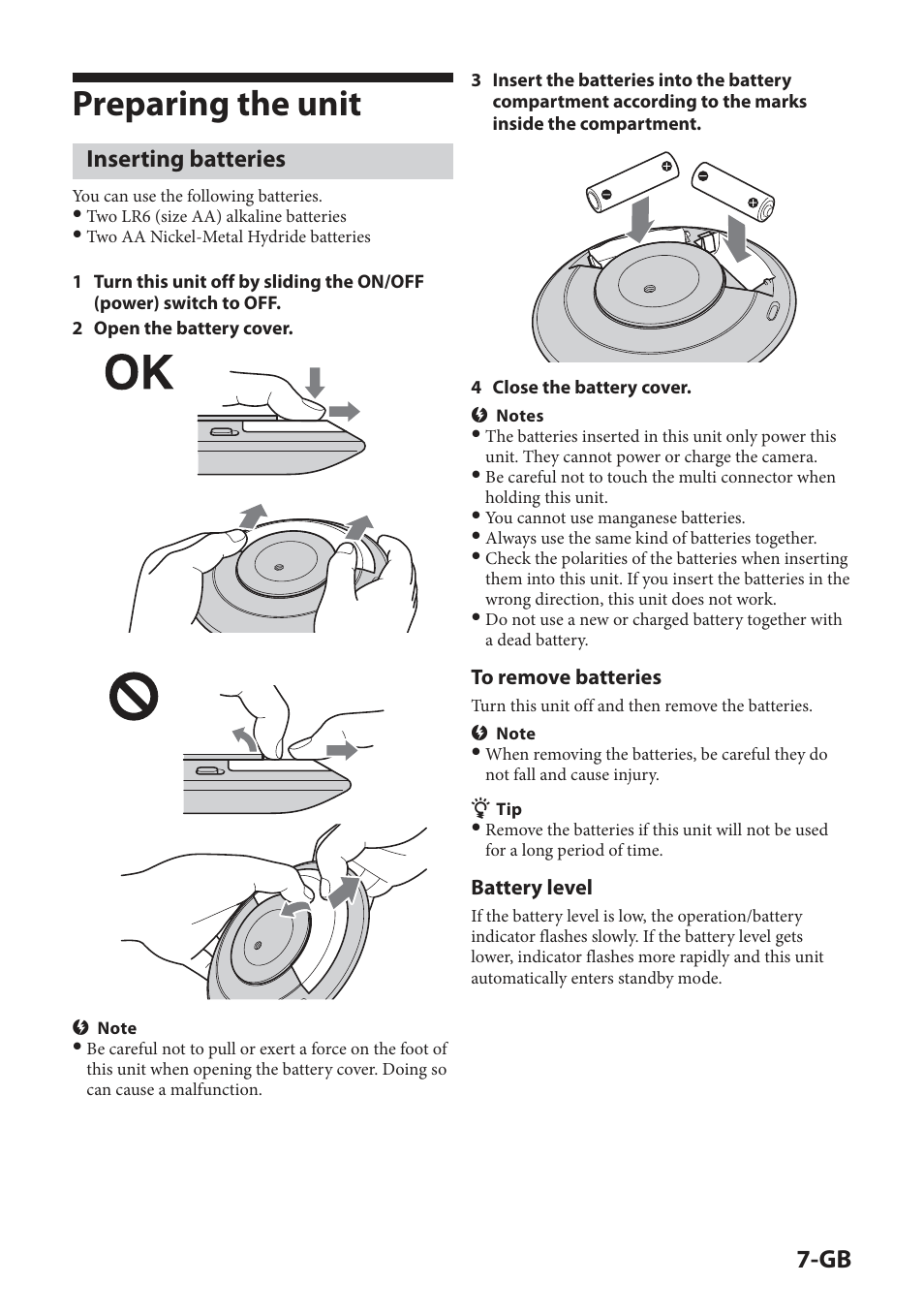 Preparing the unit, Inserting batteries | Sony IPT-DS2 User Manual | Page 25 / 215
